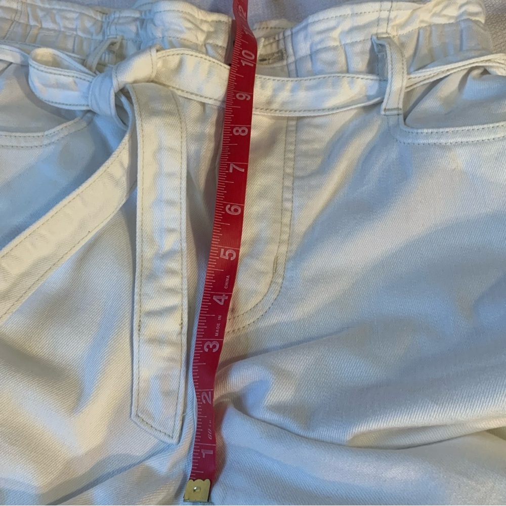 J Crew White Paper Jeans Womens Size 27 US 4 White Wide Leg Belted Elastic Waist - Picture 3 of 12